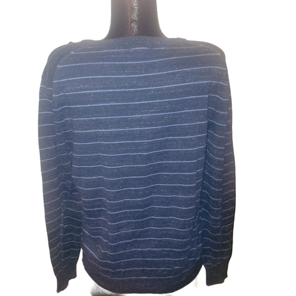 Gap Mens Blue V Neck Striped Sweater M - Picture 4 of 5